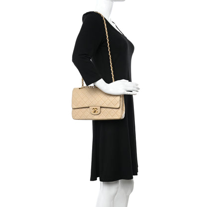 Chanel Lambskin Quilted Medium Double Flap Beige 2 of 10