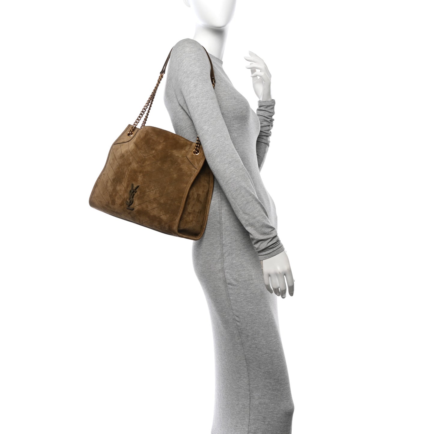 Suede Matelasse Monogram Medium Niki Shopper Tote New Barley