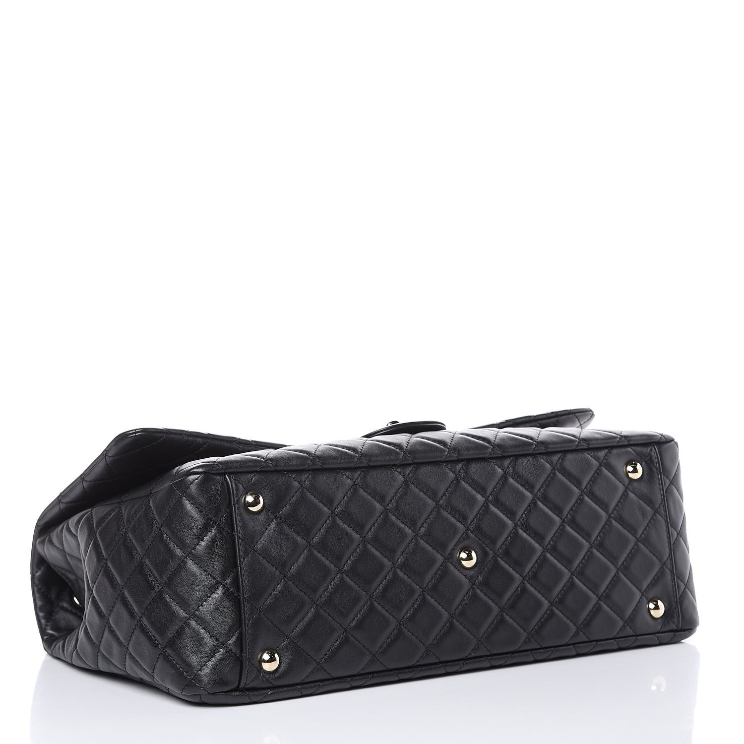 Chanel Metallized Calfskin Quilted XXL Travel Flap Bag Black 4 of 10