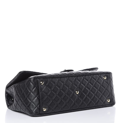 Chanel Metallized Calfskin Quilted XXL Travel Flap Bag Black 4 of 10