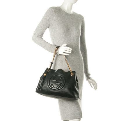 Gucci Pebbled Calfskin Medium Soho Chain Shoulder Bag Black 2 of 10