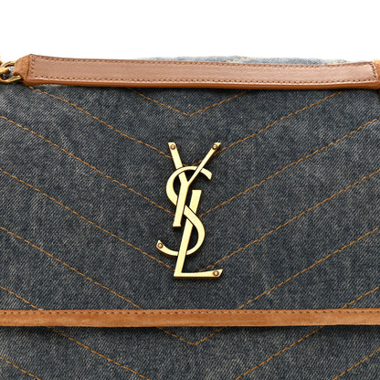 Saint Laurent Denim Suede Monogram Medium Niki Chain Satchel Blue Cinnamon 5 of 10