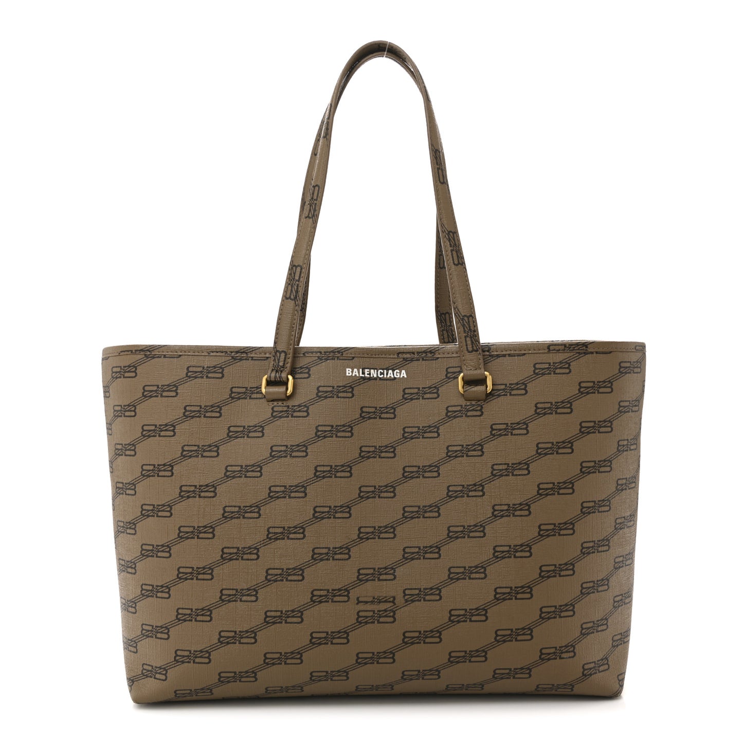Coated Canvas BB Monogram Medium Signature East West Shopper Bag Beige Brown