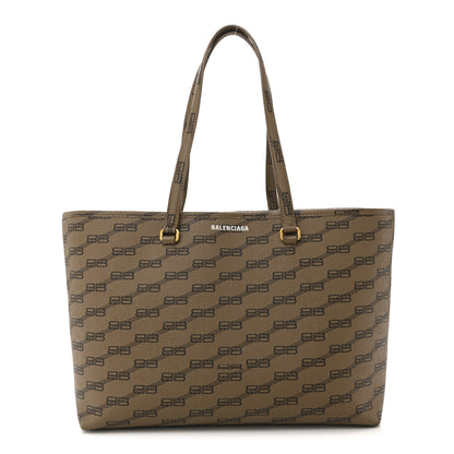 Balenciaga Coated Canvas BB Monogram Medium Signature East West Shopper Bag Beige Brown 1 of 13