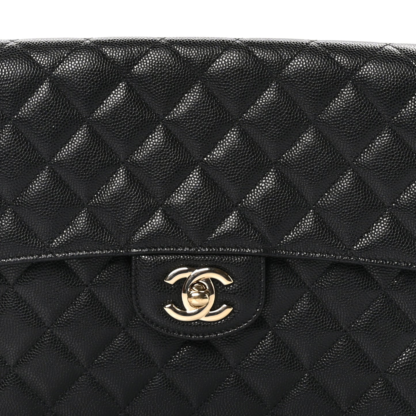 Caviar Quilted Square Flap Clutch Black