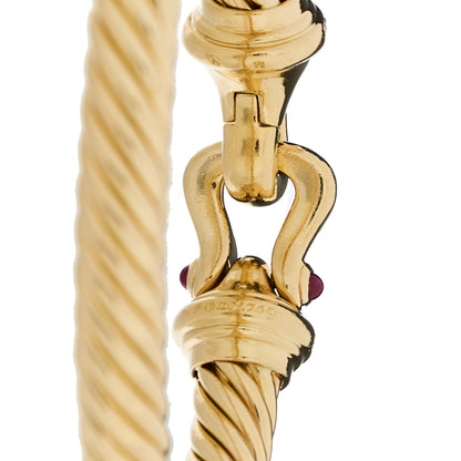 David Yurman 18K Yellow Gold Diamond Ruby 7mm Buckle Cablespira Bracelet 3 of 4