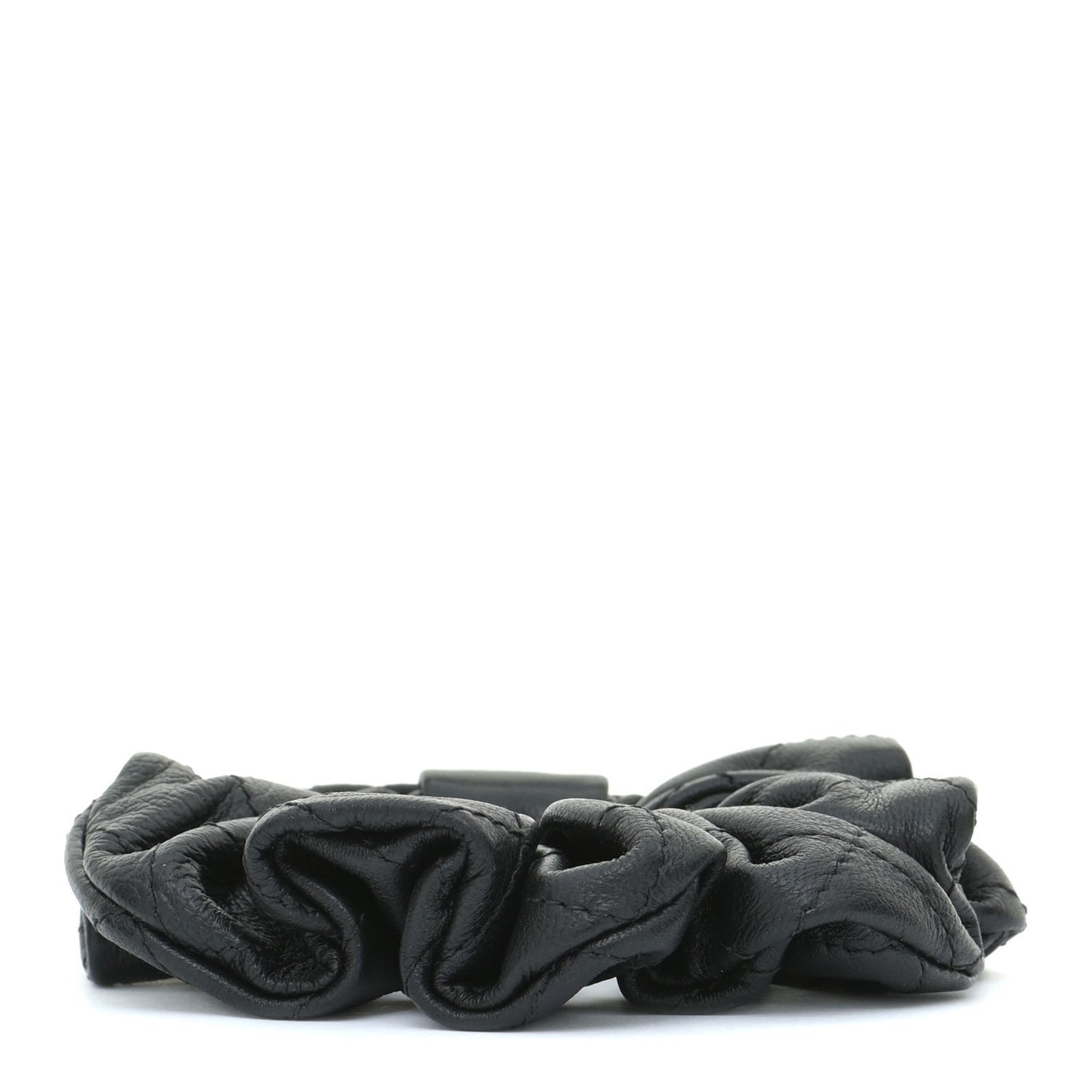Lambskin Chain CC Hair Scrunchie Black Gold