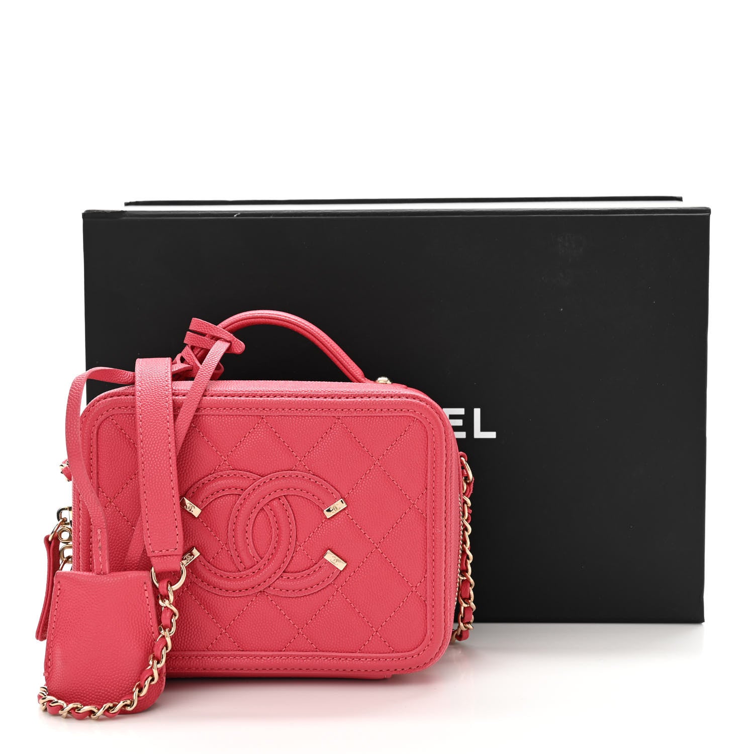 Chanel Caviar Quilted Small CC Filigree Vanity Case Rose 15 of 15