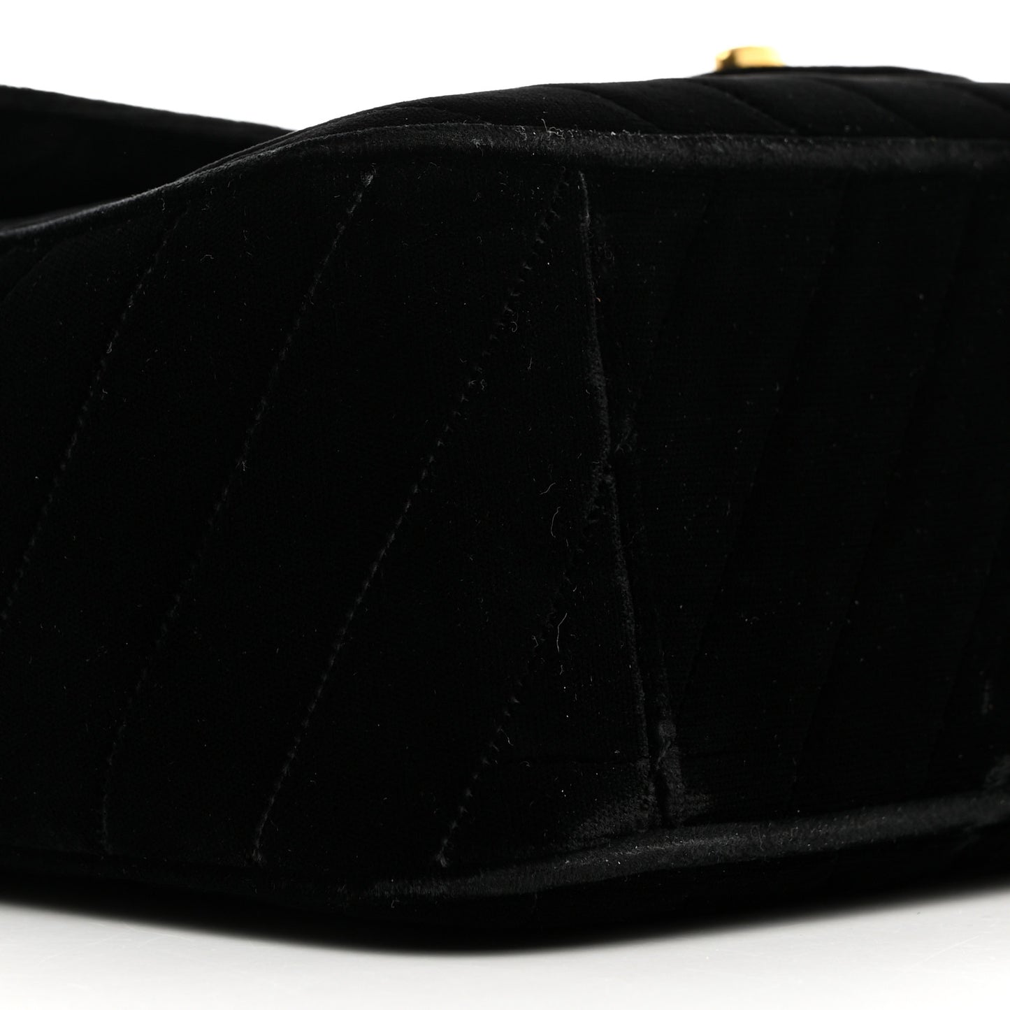 Velvet Chevron Quilted XL Jumbo Flap Black