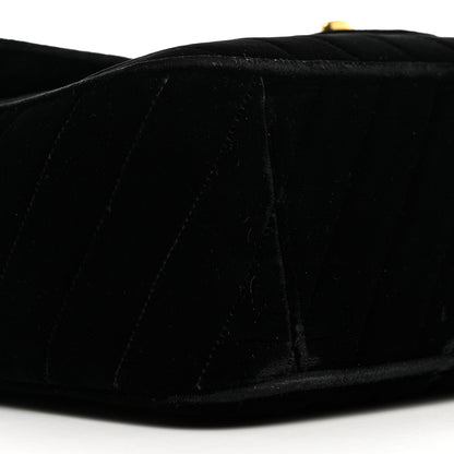 Chanel Velvet Chevron Quilted XL Jumbo Flap Black 9 of 10