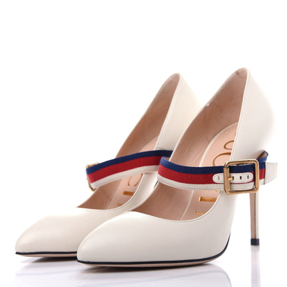 Gucci Malaga Kid Sylvie High Heel Pumps 37 White 3 of 12