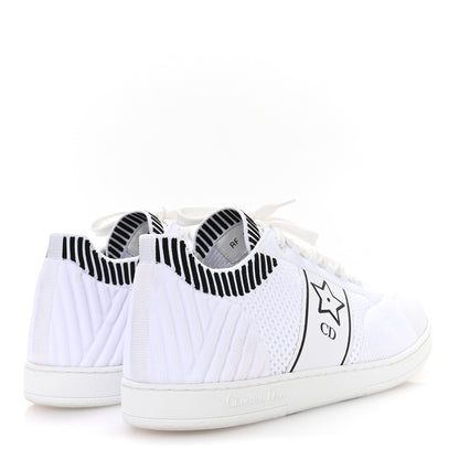 Christian Dior Calfskin Knit Dior Star Low Top Sneakers 38.5 White Black 5 of 9