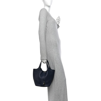 Hermes Taurillon Clemence Picotin Lock 22 MM Bleu Nuit 2 of 10
