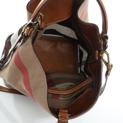Burberry Canvas Mega Check Medium Susanna Hobo Saddle Brown 7 of 10