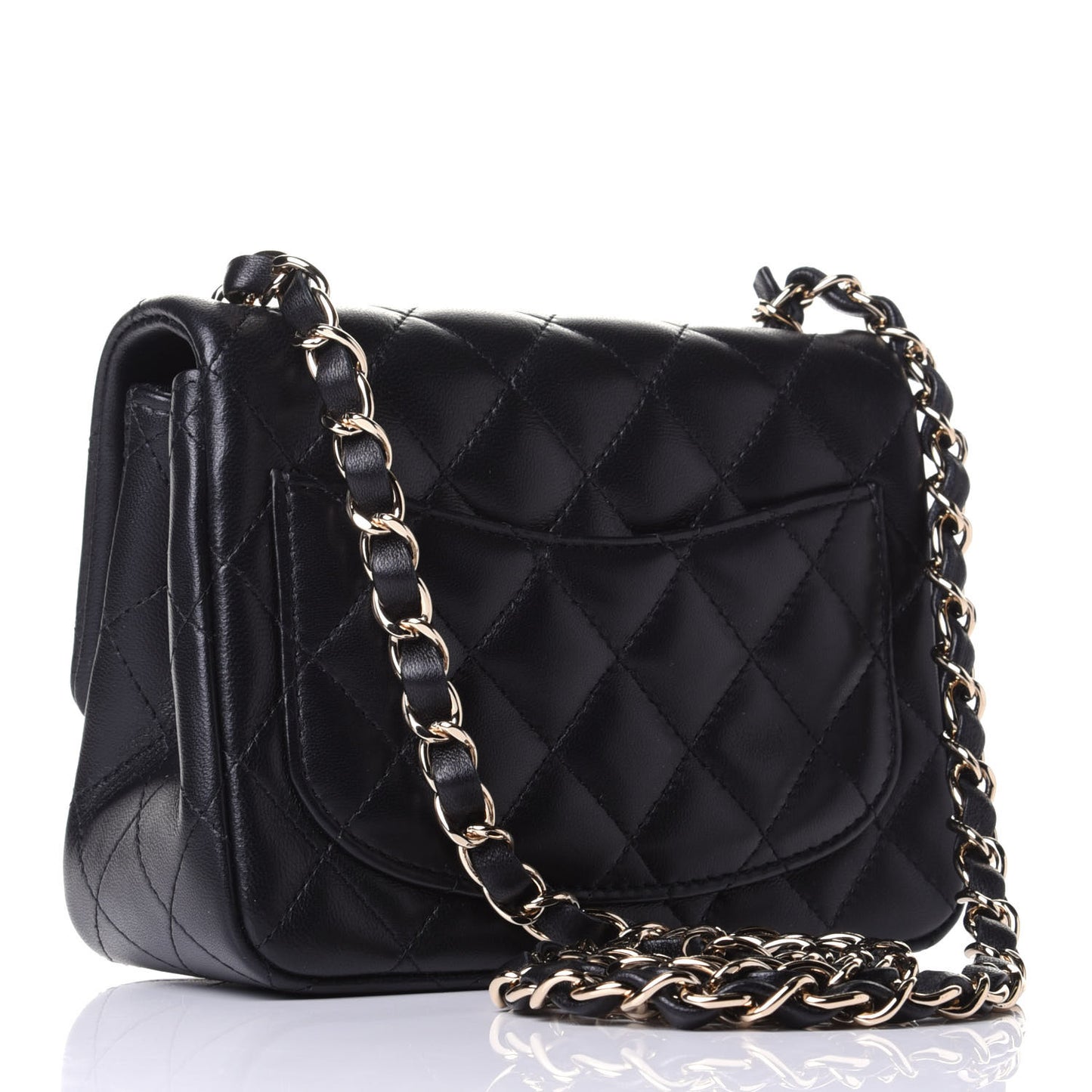 Lambskin Quilted Mini Square Flap Black
