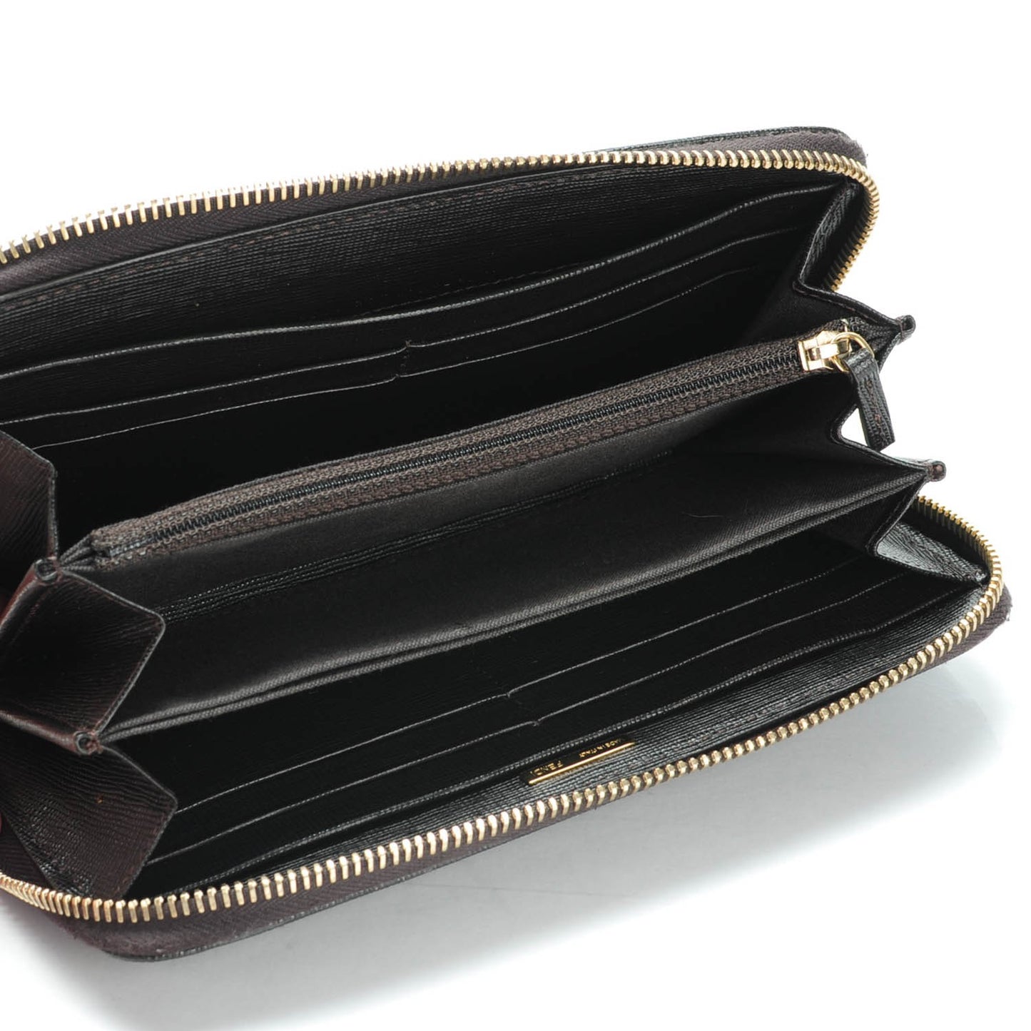 Zucca Spalmati Vitello Elite Zip Around Wallet Tobacco Ebano