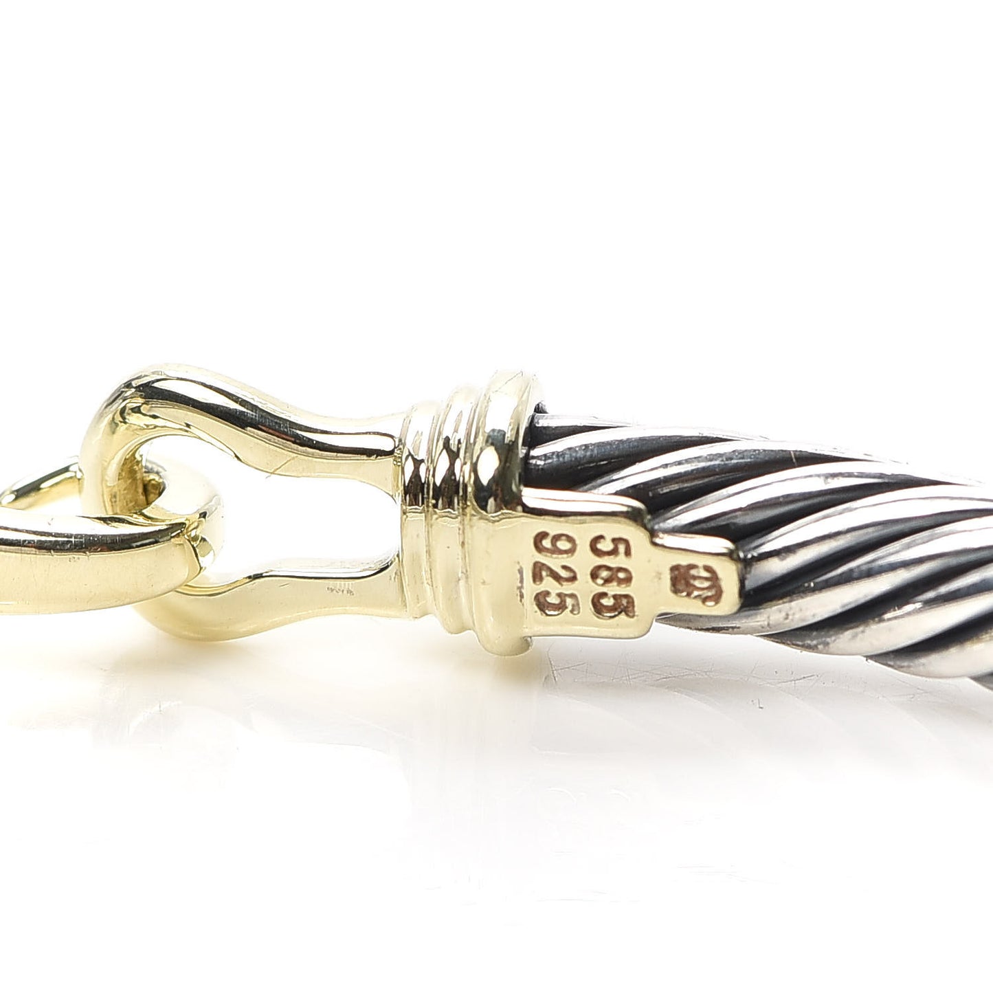 Sterling Silver 14K Yellow Gold 5mm Cable Classic Buckle Bracelet