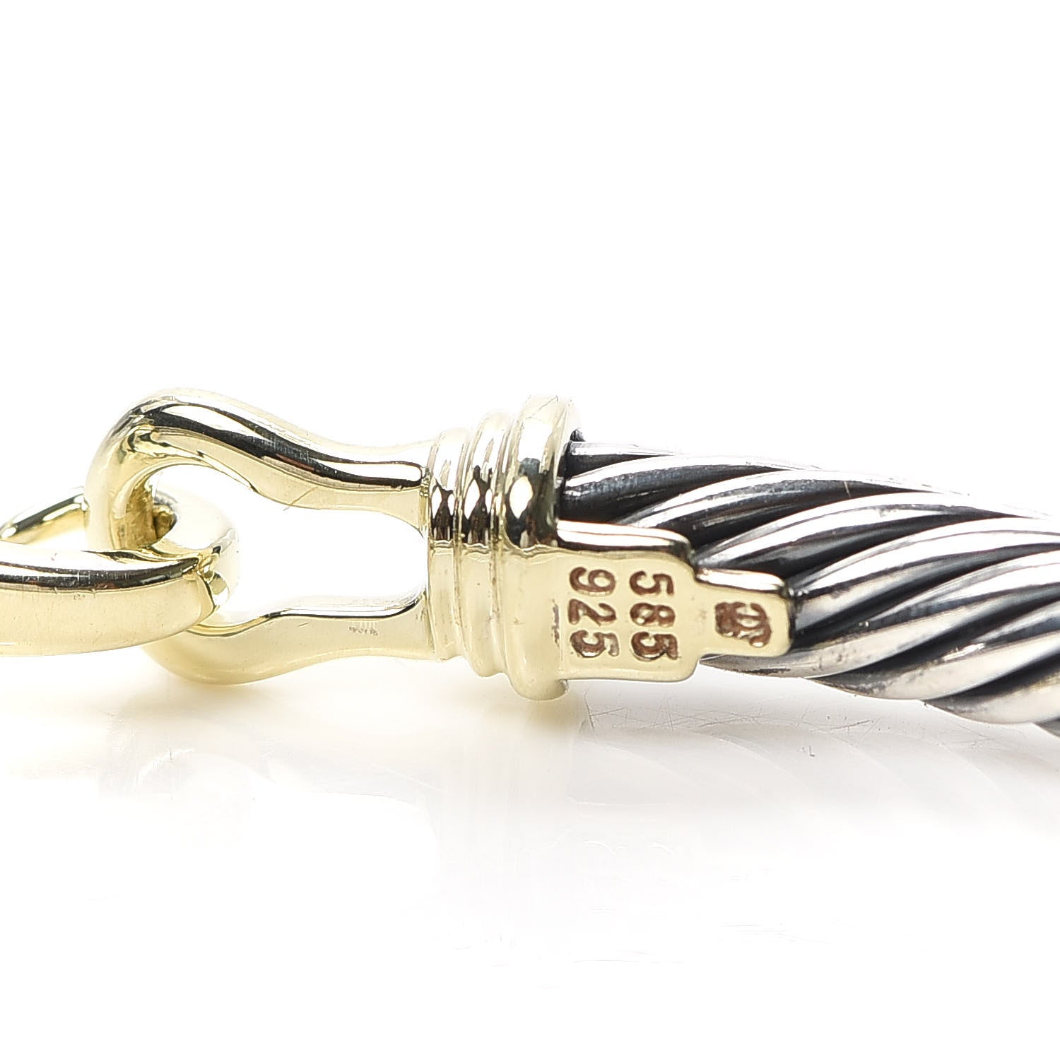 David Yurman Sterling Silver 14K Yellow Gold 5mm Cable Classic Buckle Bracelet 5 of 5
