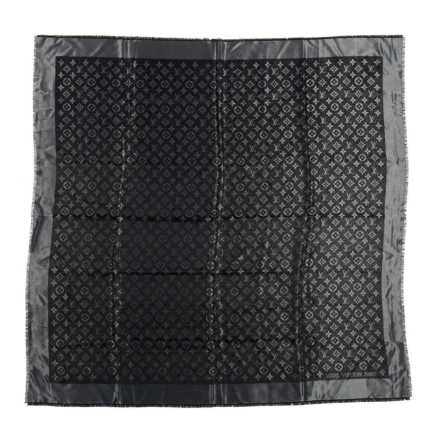 Louis Vuitton Silk Lurex Wool Monogram Shine Shawl Black 1 of 2