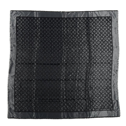 Louis Vuitton Silk Lurex Wool Monogram Shine Shawl Black 1 of 2