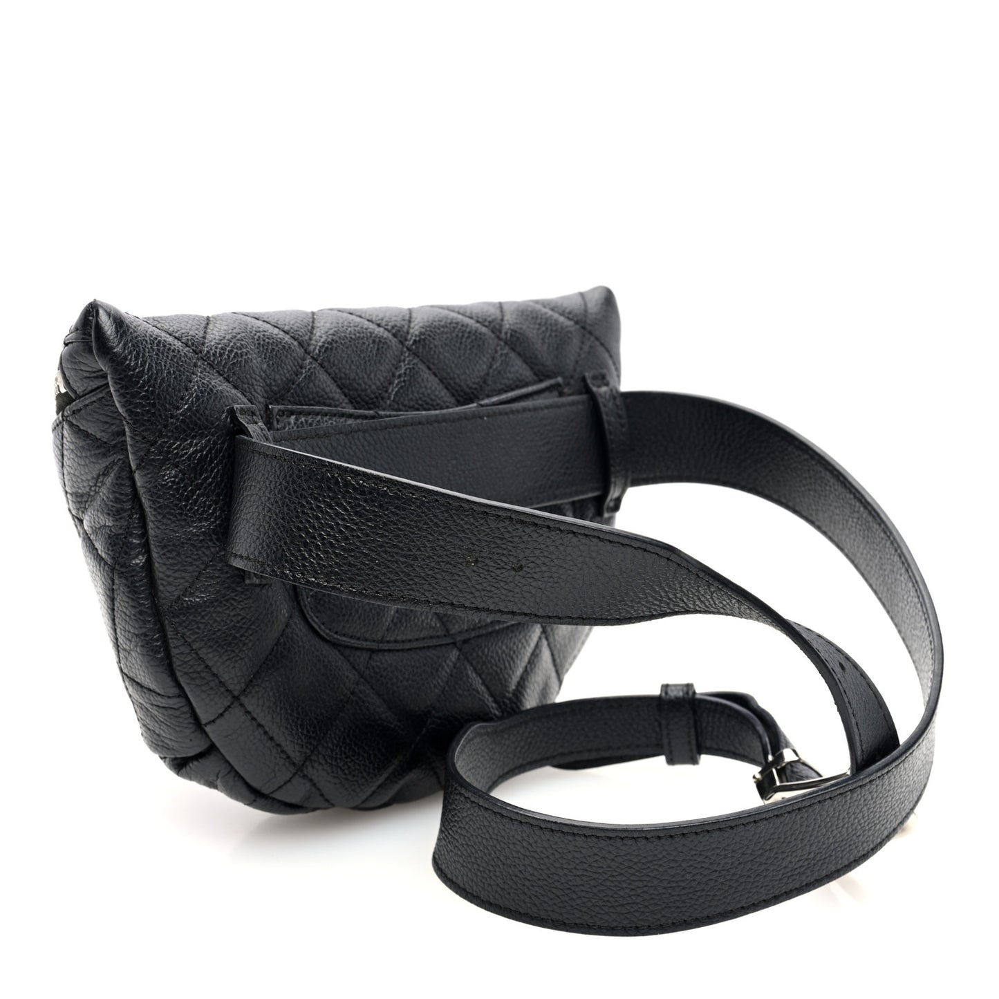 Grained Calfskin Quilted Waist Belt Bag Black