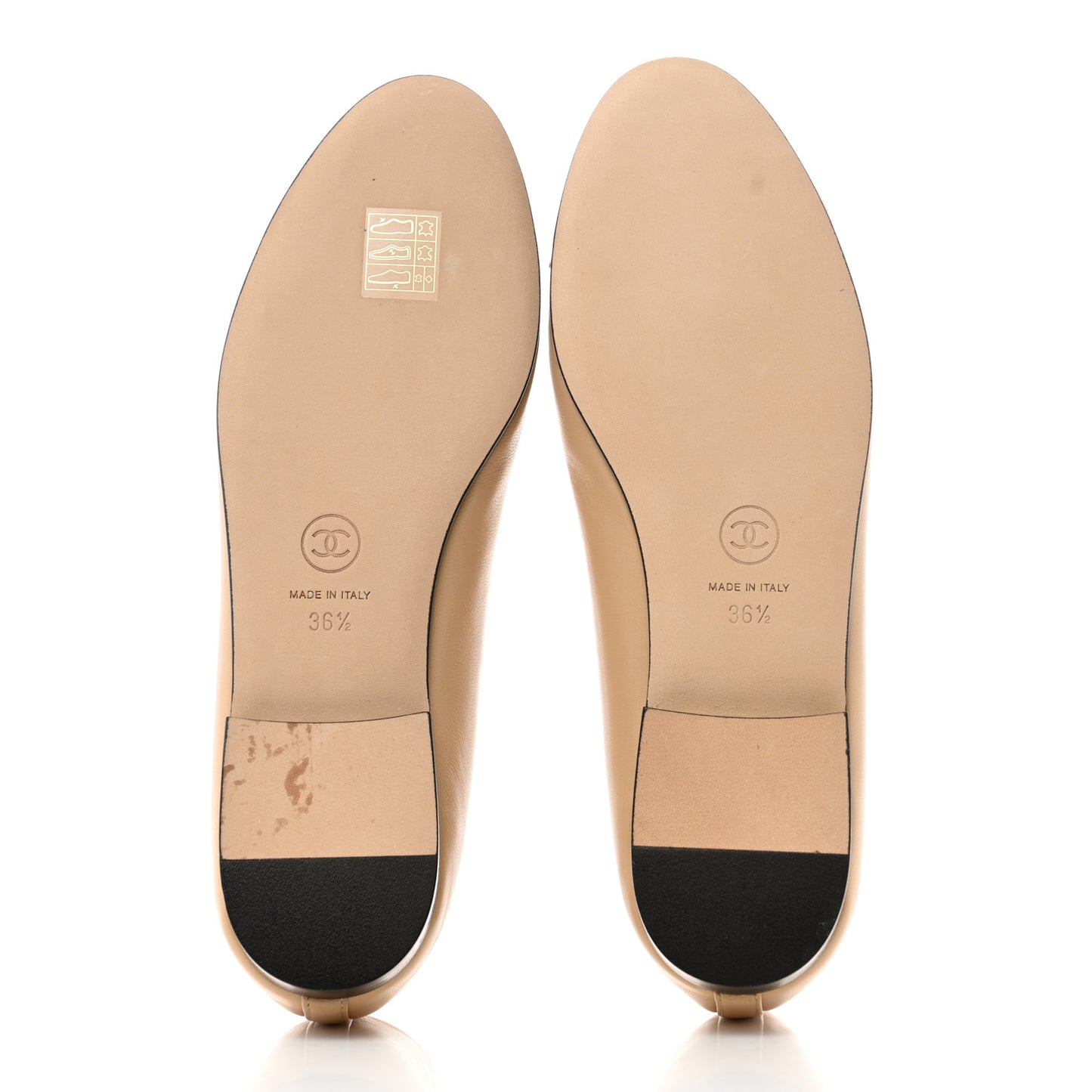 Lambskin Cap Toe CC Ballerina Flats 36.5 Beige Black