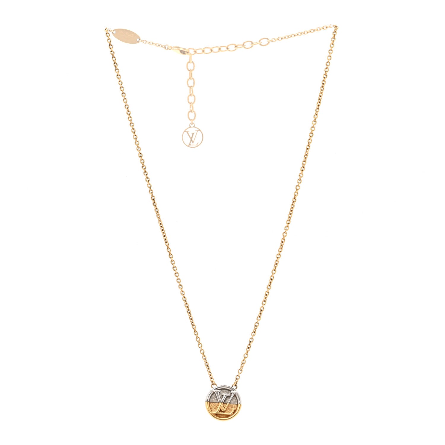 Louis Vuitton Metal L to V Necklace Gold Silver 3 of 7