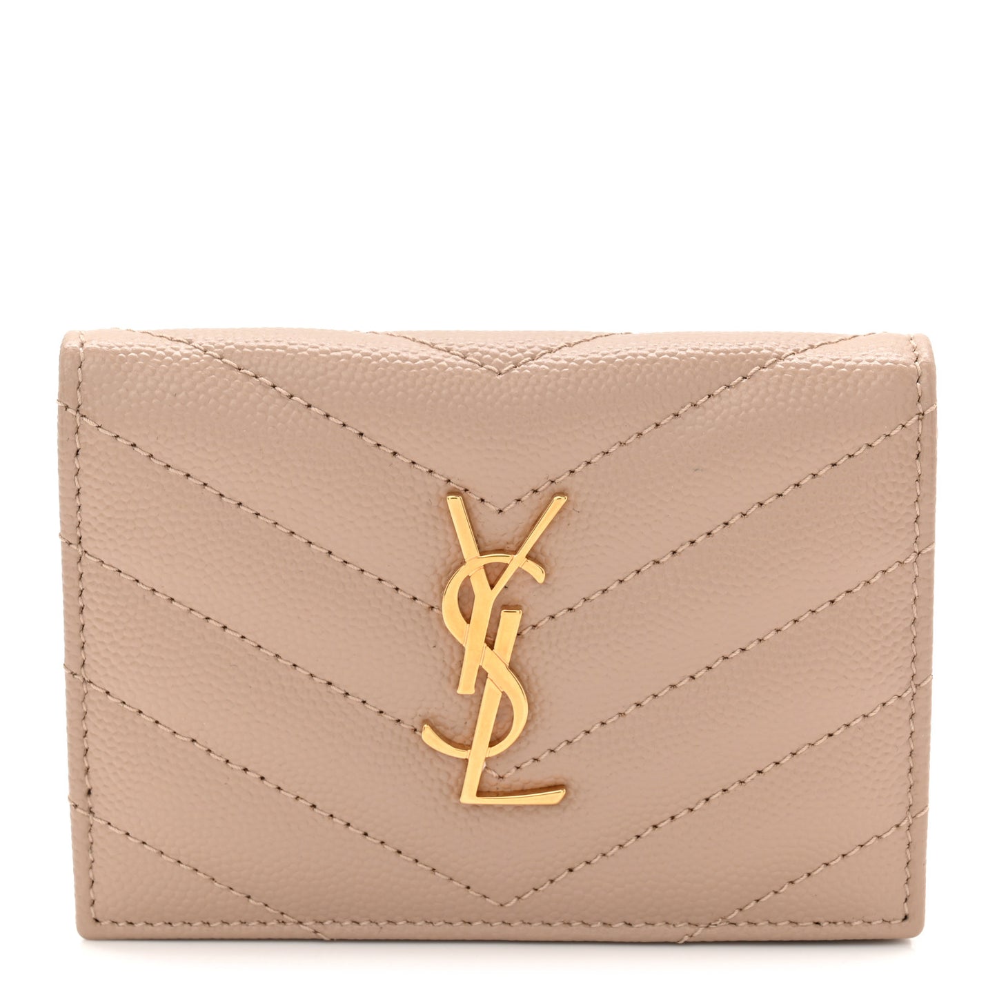 Grain De Poudre Matelasse Chevron Monogram Flap Card Case Dark Beige