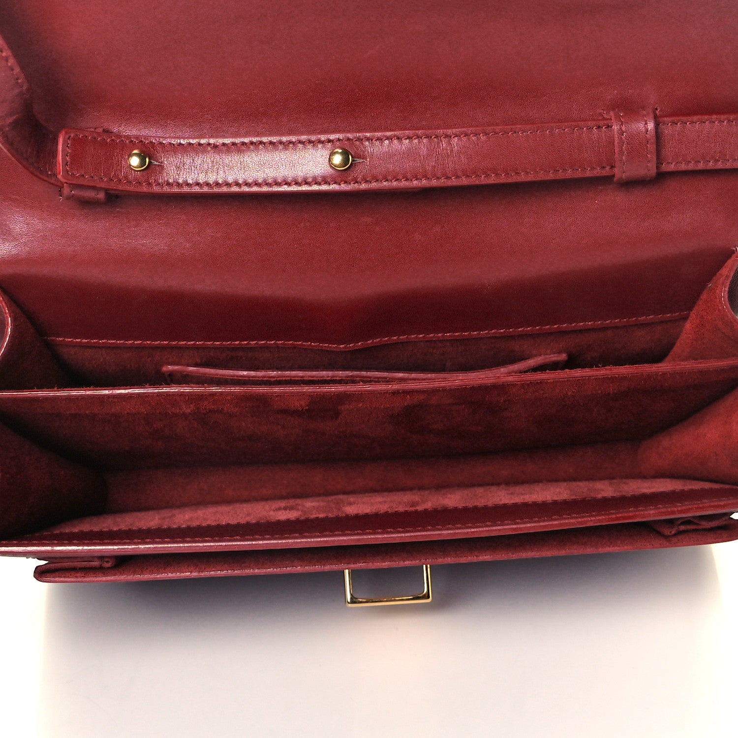 Saint Laurent Smooth Calfskin Medium High School Satchel Red 10 of 11