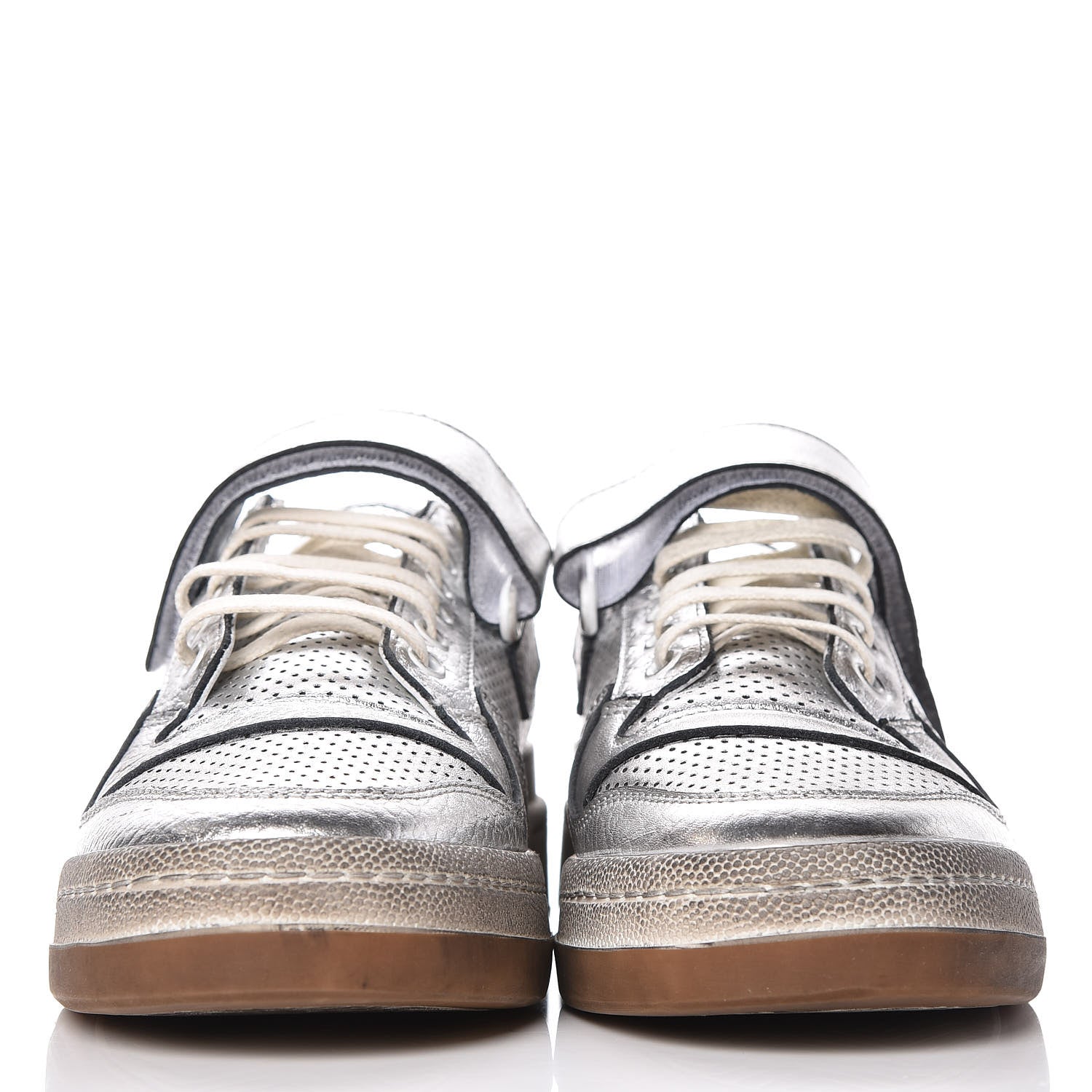 Saint Laurent Calfskin Perforated Womens SL24 Sneakers 39 Argento 2 of 9