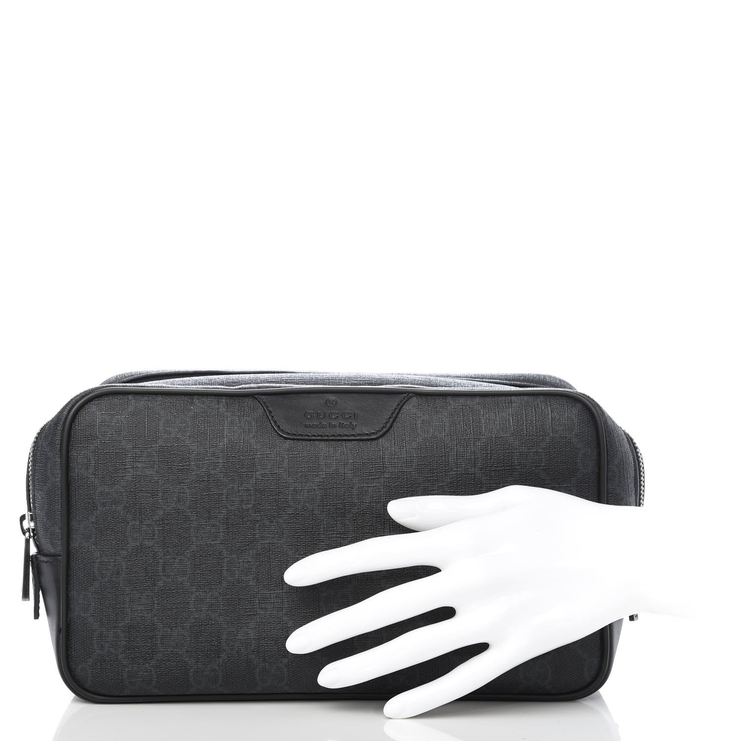 Gucci GG Supreme Monogram Toiletry Case Black Grey 2 of 13