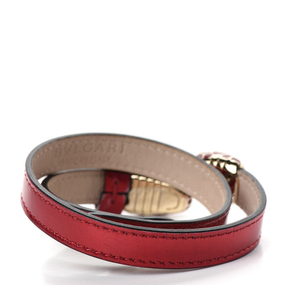 Bulgari Metallic Calfskin Serpenti Forever Double Coil Bracelet S Red 3 of 5