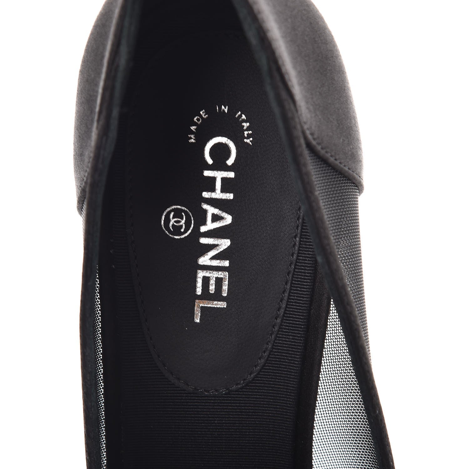 Chanel Mesh Satin Bow CC Pumps 39 Black 7 of 8