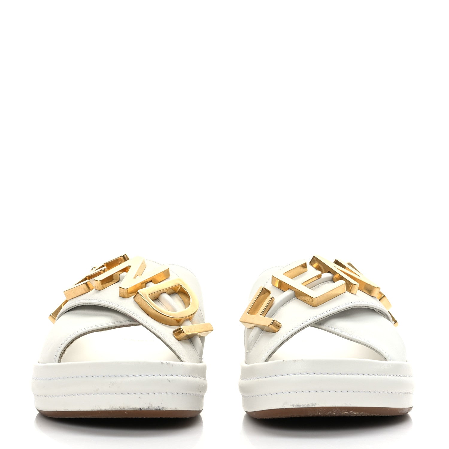 Fendi Vitello Womens Fendigraphy Slide Sandals 36 White Ice 2 of 8