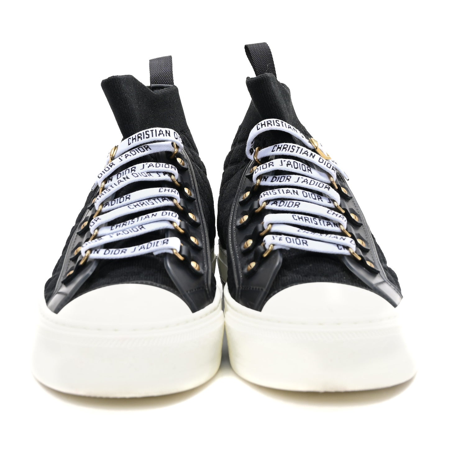 Technical Knit Calfskin Womens Walk'N'Dior High Top Sneaker 40 Black