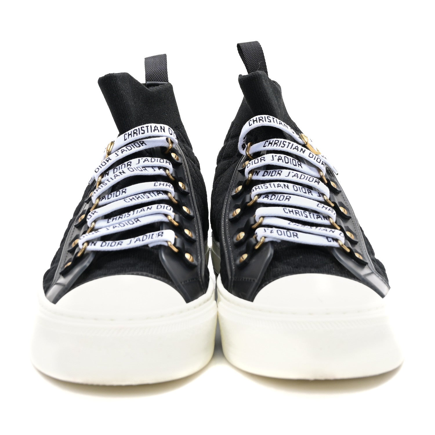 Christian Dior Technical Knit Calfskin Womens Walk'N'Dior High Top Sneaker 40 Black 2 of 7