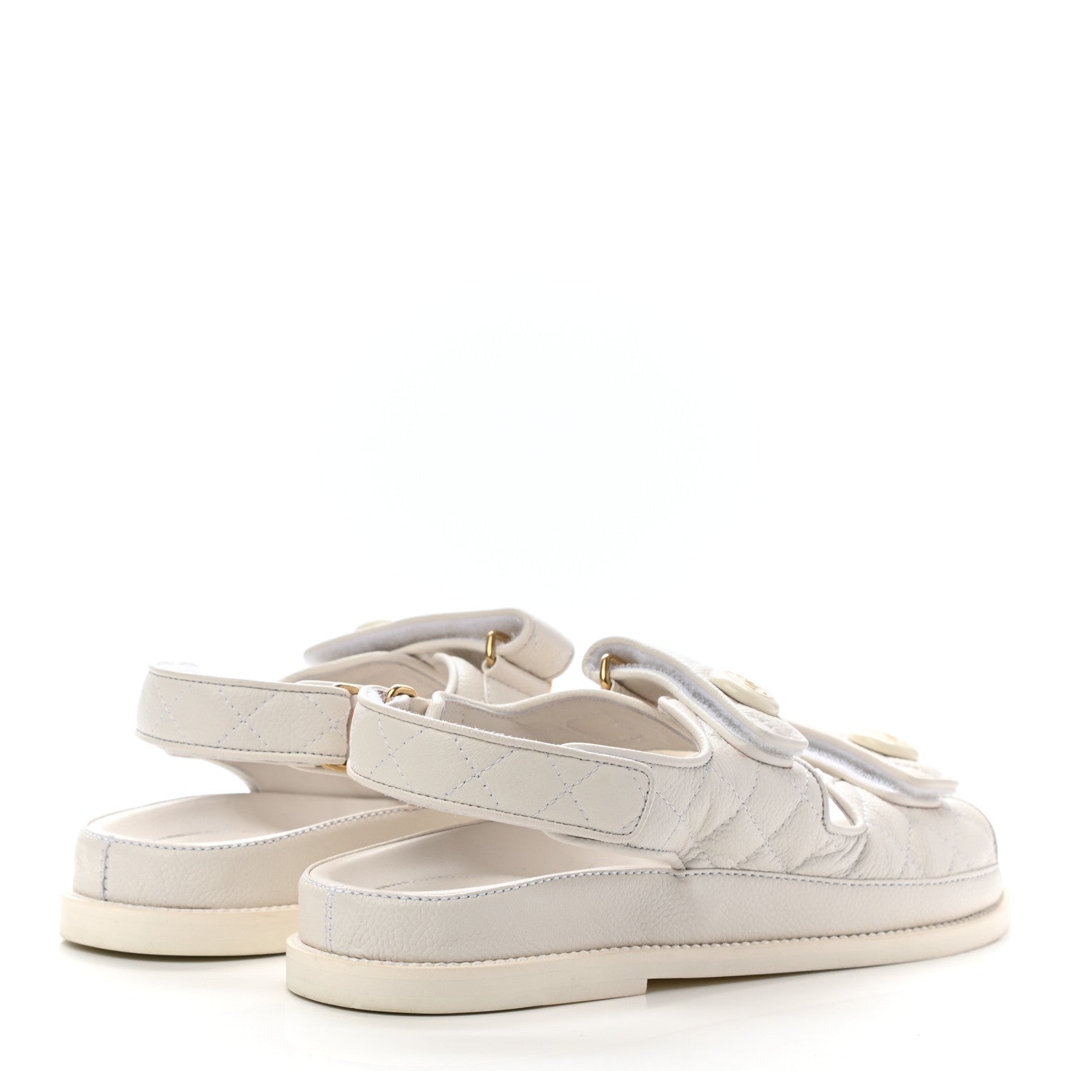 Chanel Grained Calfskin Velcro Dad Sandals 40 White 4 of 10