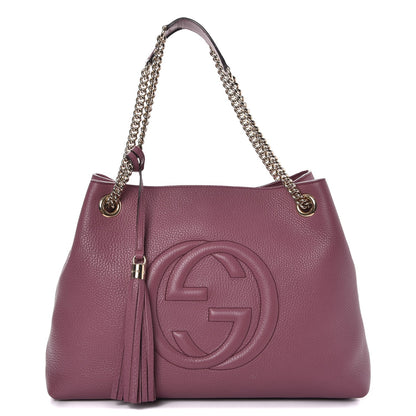 Gucci Pebbled Calfskin Medium Soho Chain Shoulder Bag Peonia Flower 1 of 7