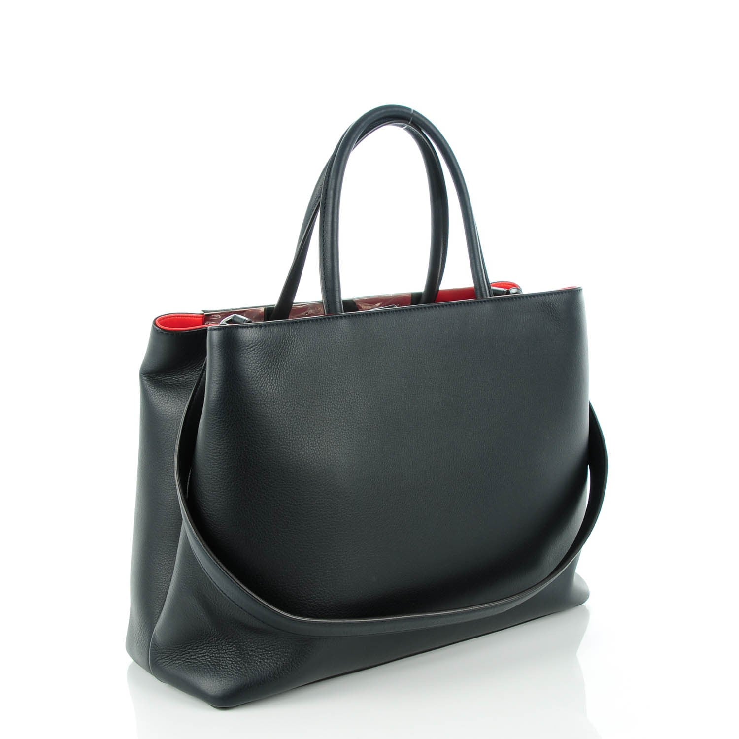 Fendi Vitello Dolce Marmol Regular 2Jours Tote Blue Notte Papavero 3 of 8