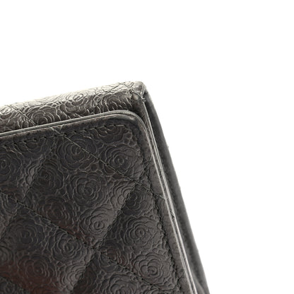 Chanel Metallic Camellia Calfskin Embossed Quilted Yen Wallet Grey 11 of 13