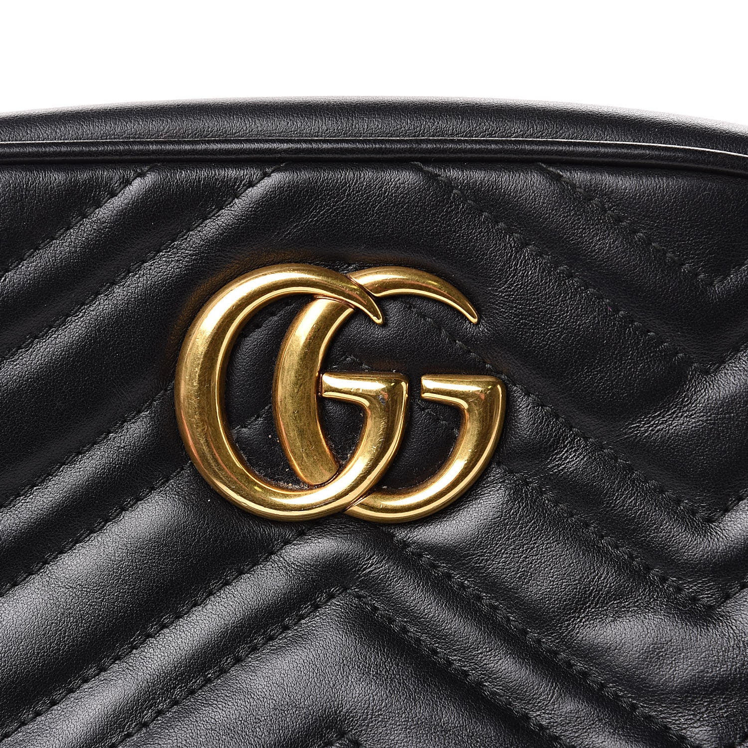 Gucci Calfskin Matelasse Small GG Marmont Chain Shoulder Bag Black 11 of 13