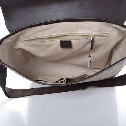 Gucci GG Supreme Monogram Selleria Calfskin Large Satchel Messenger Bag Beige Ebony Cocoa Dark Chocolate 5 of 9