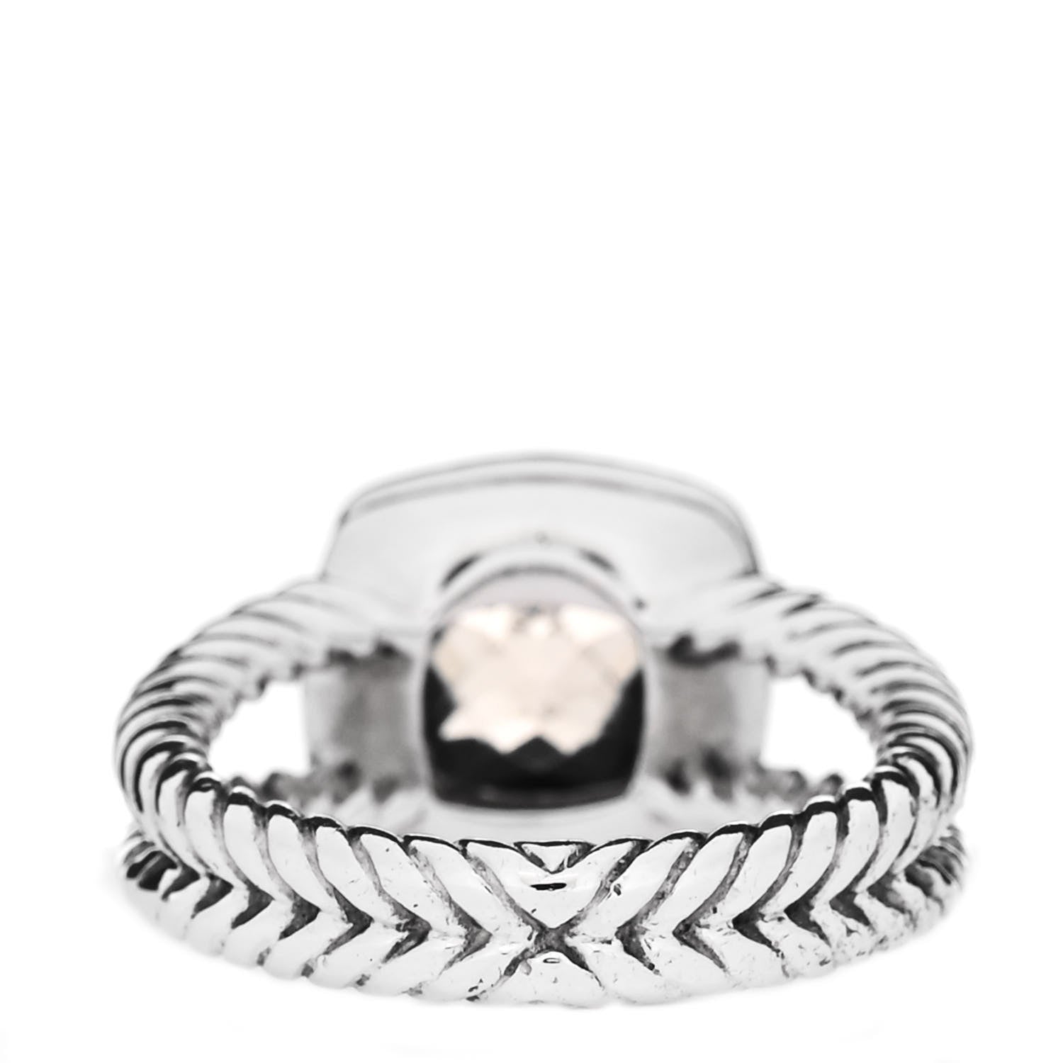 David Yurman Sterling Silver Diamond Smoky Quartz 7mm Petite Albion Ring 50 5.25 4 of 5