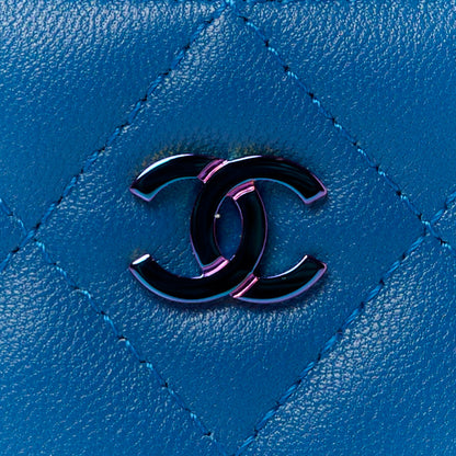 Chanel Lambskin Quilted Card Holder Blue Pink 9 of 12
