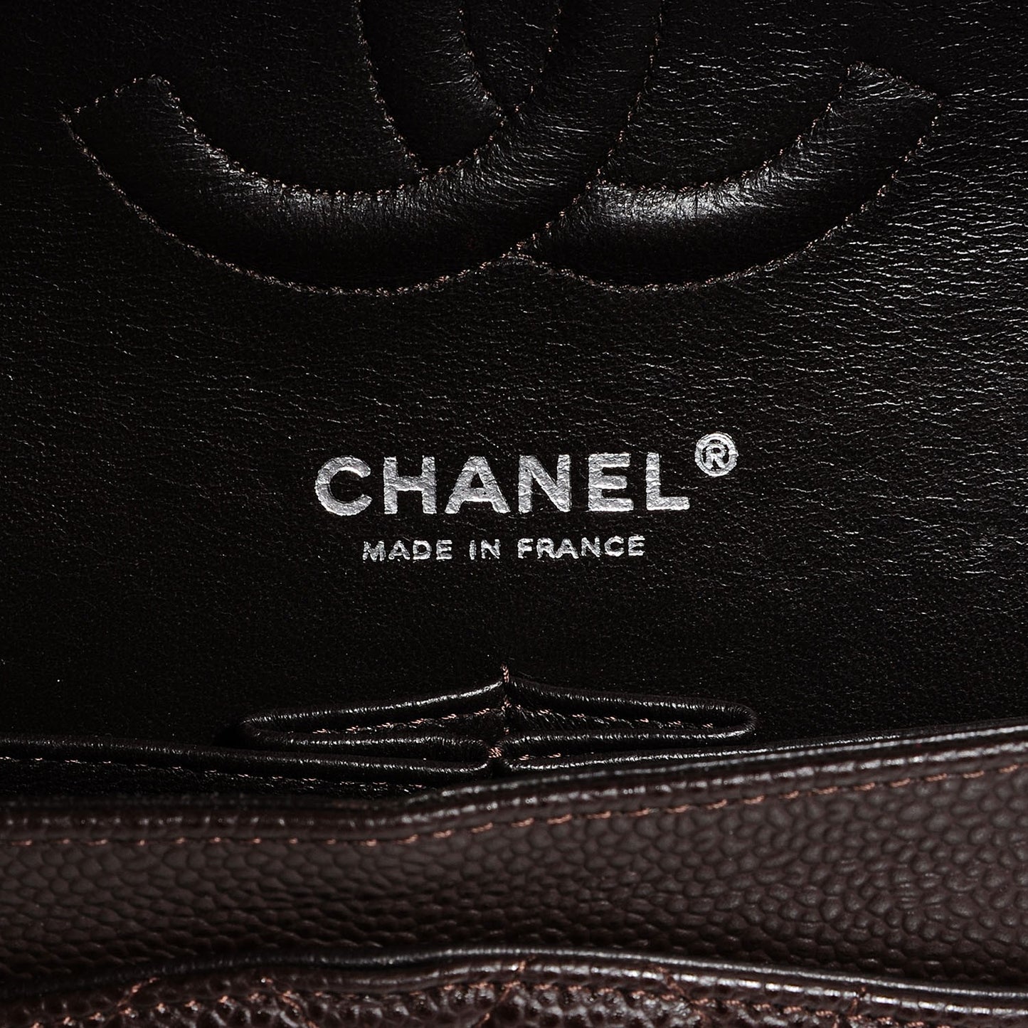 Caviar Quilted Medium Double Flap Brown