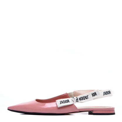 Christian Dior Patent Ribbon J'Adior Slingback Ballet Flats 40 Dusty Candy 1 of 8