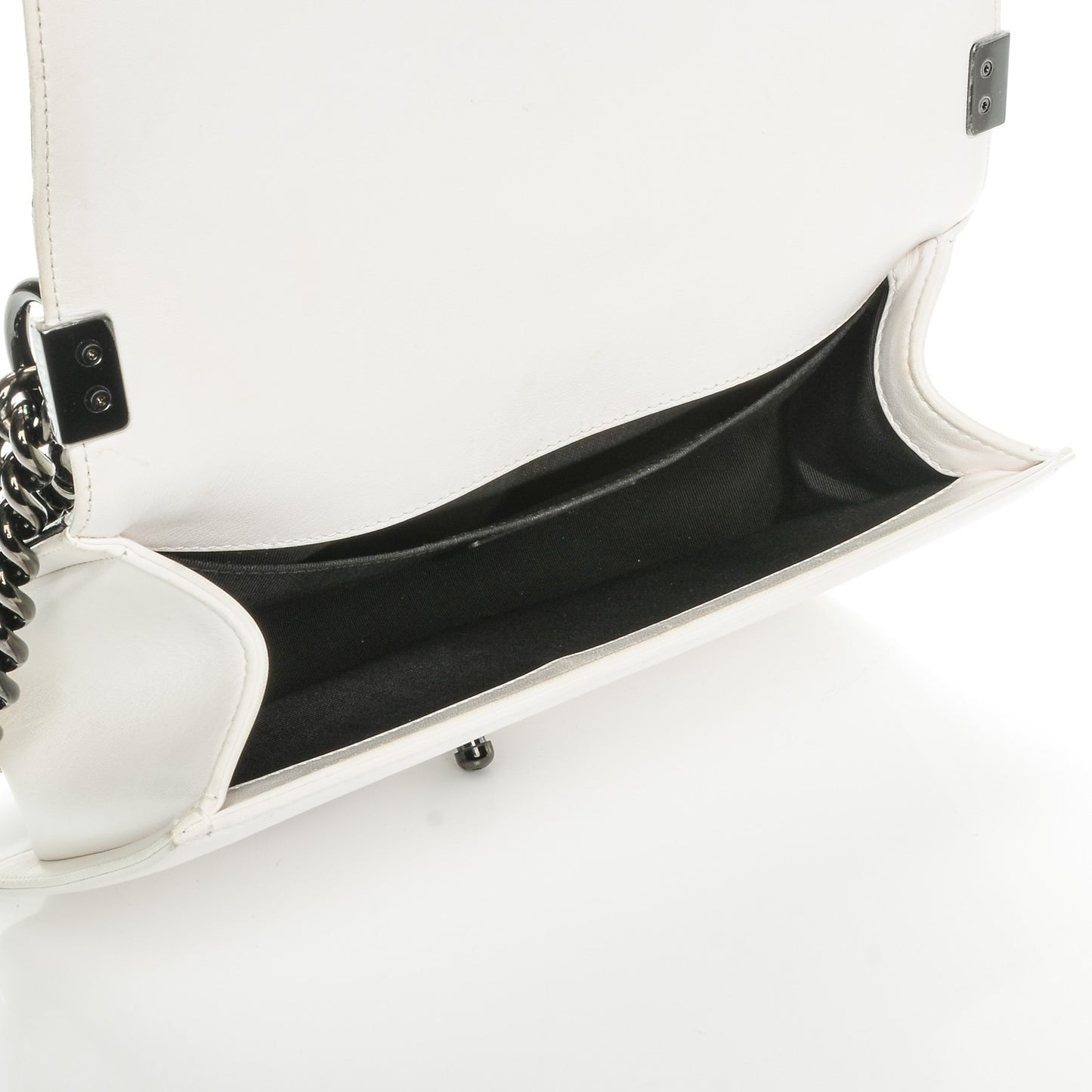 Calfskin Medium Bi-Color Boy Flap Black White