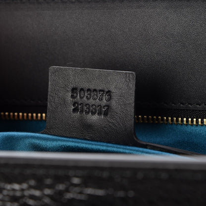 Gucci Suede Patent Web Dragon Embroidered Medium Ophidia Chain Shoulder Bag Blue Multicolor Black 7 of 7