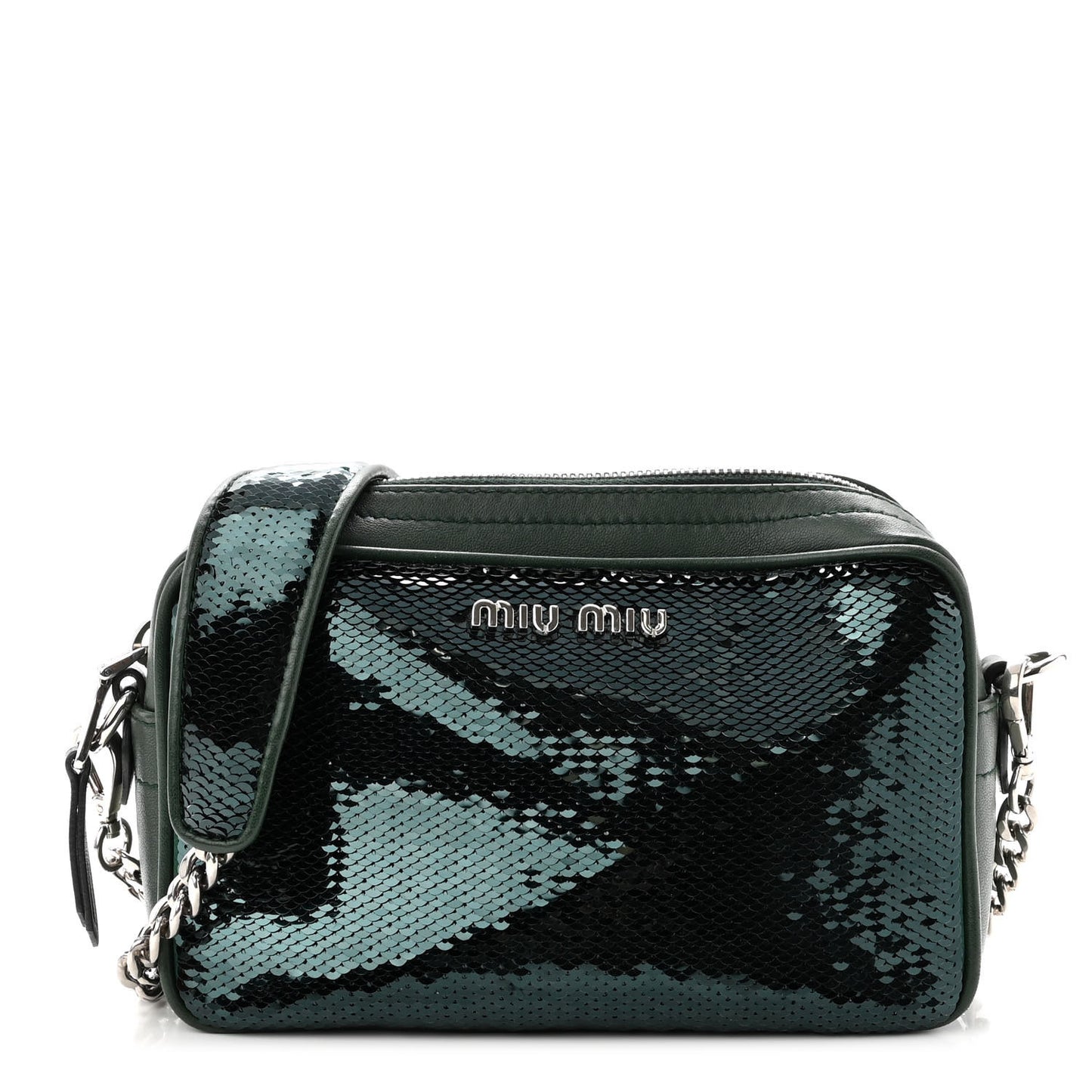 Paillettes Sequin Chain Camera Bag Smeraldo