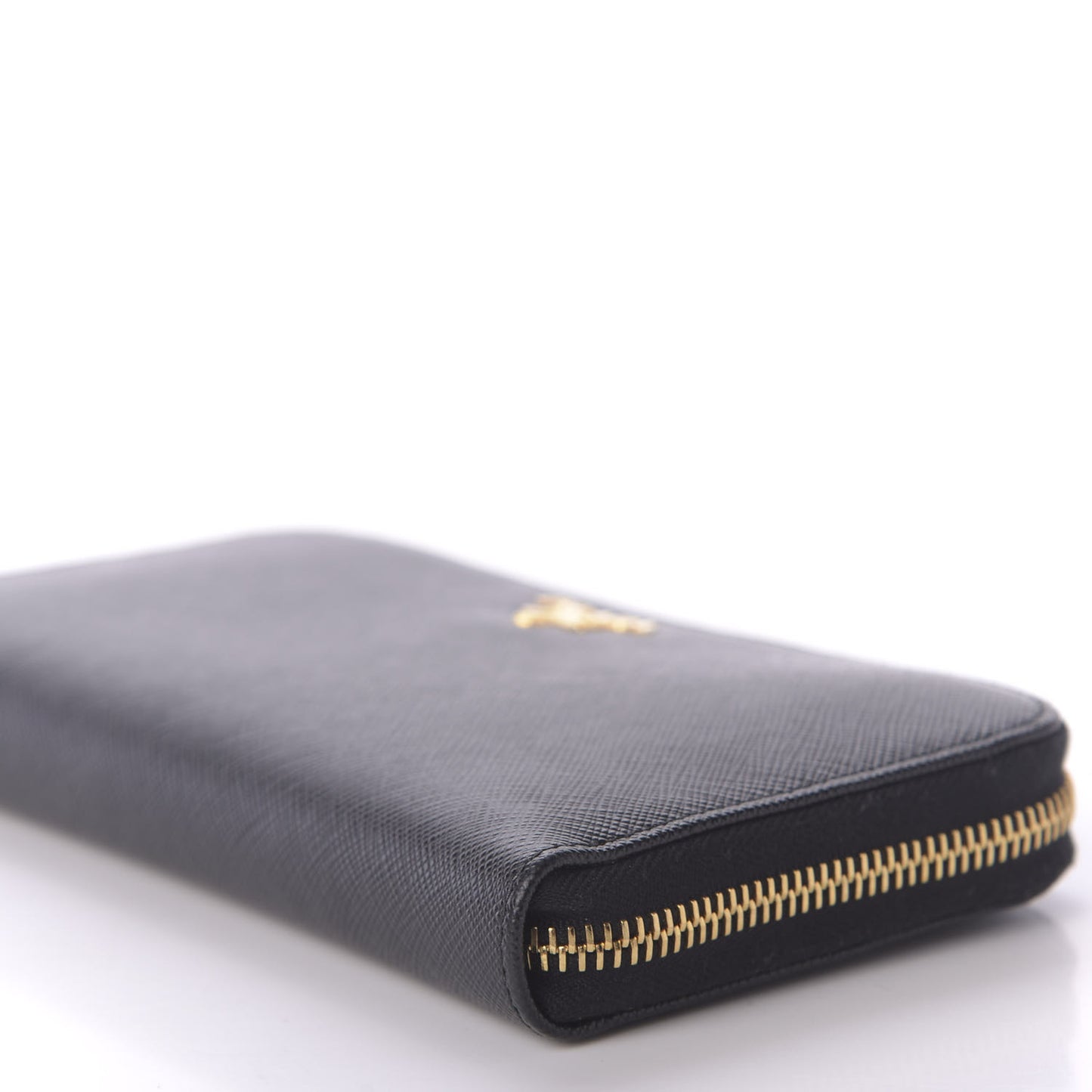 Saffiano Metal Zip Around Wallet Black